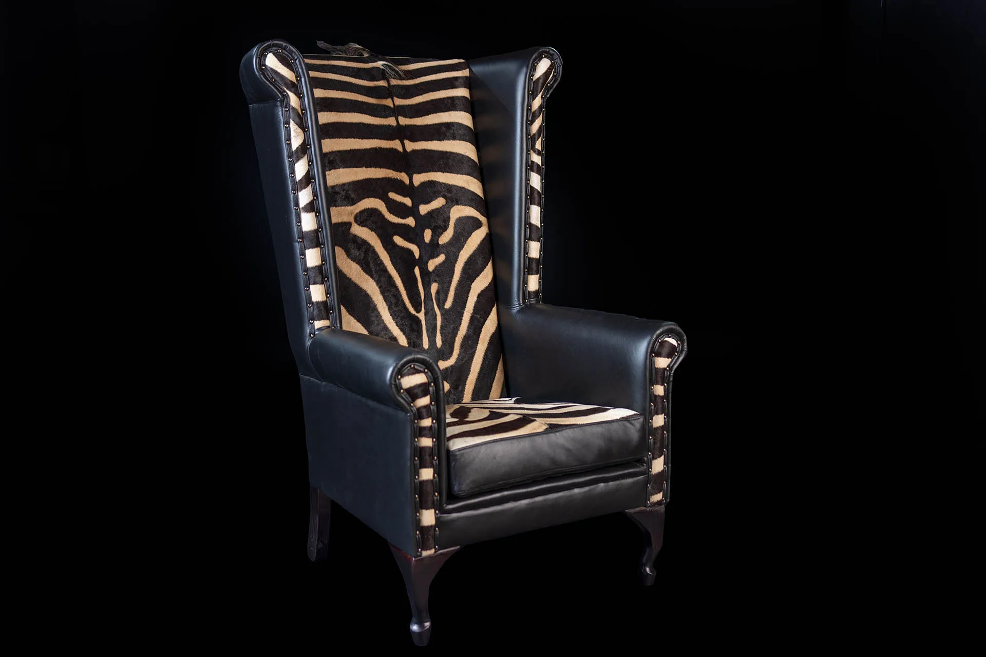 Zebra Wingback Chair Side — Highveld Taxidermists