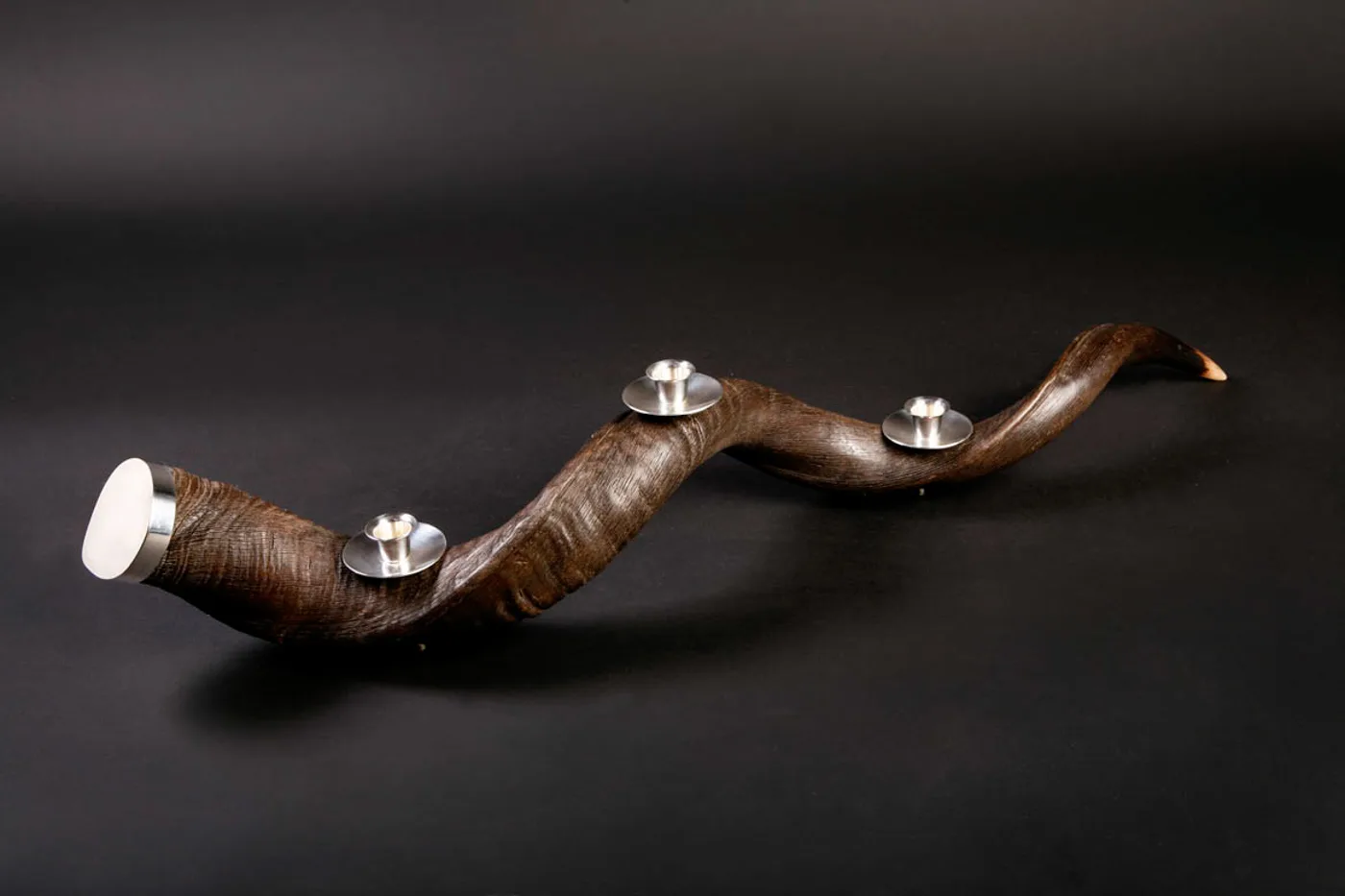 Kudu horn candle holder dark — Highveld Taxidermists