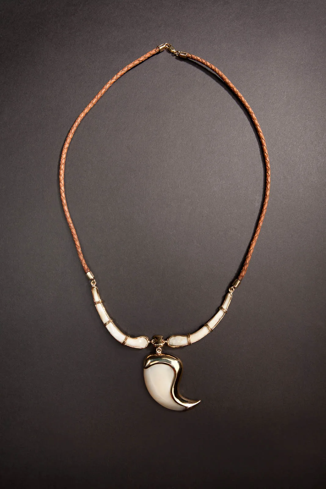 Tooth necklace braided leather — Highveld Taxidermists