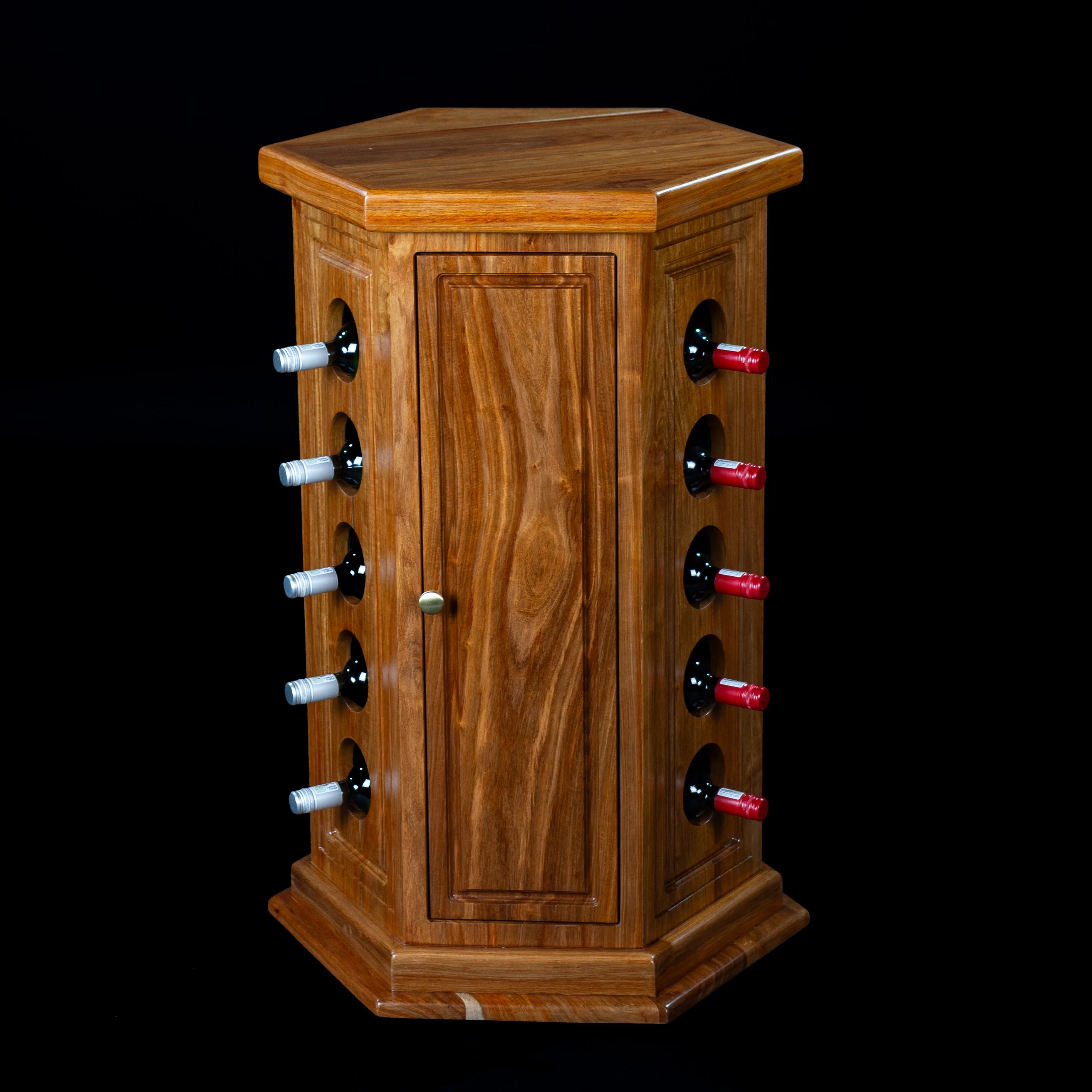 Hexagonal Kiaat Wine Rack Pedestal — Highveld Taxidermists